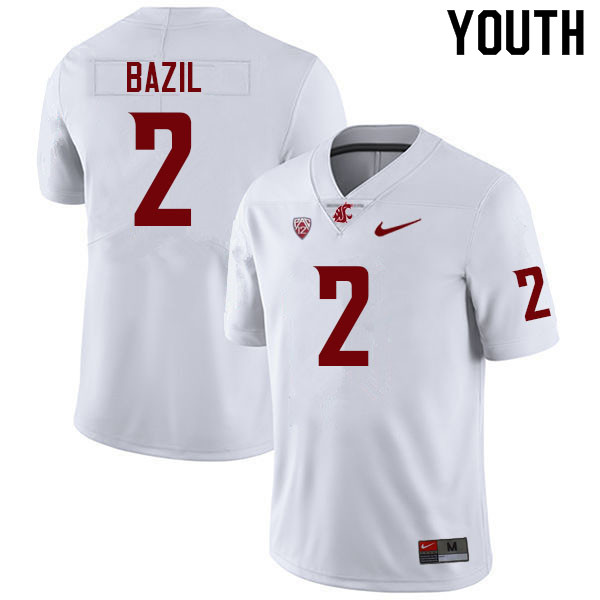 Youth #2 Jouvensly Bazil Washington State Cougars College Football Jerseys Sale-White - Click Image to Close